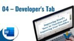 04 The Developer Tab